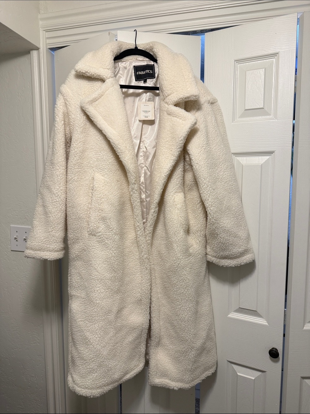 Fabletics Cream Plush Teddy Coat
